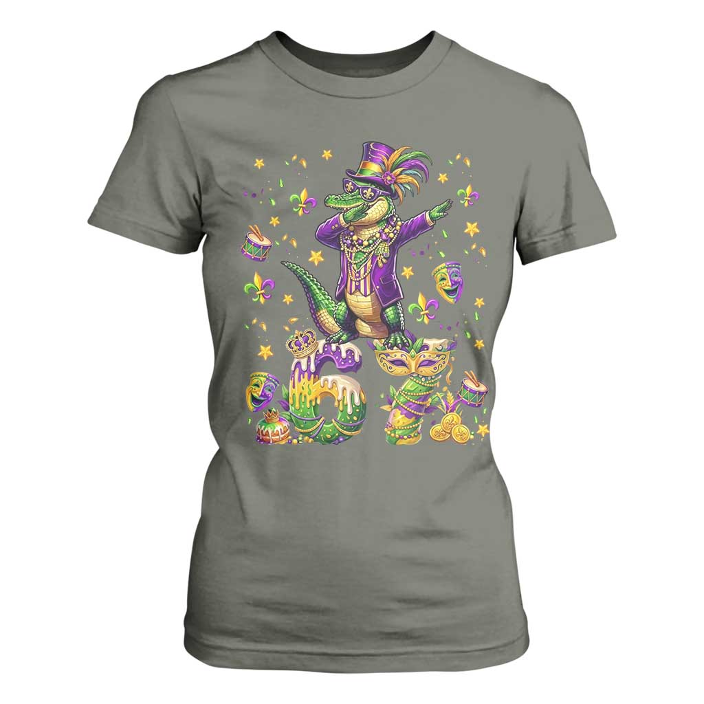 Funny Mardigator Alligator Six Seven Meme T Shirt For Women Mardi Gras Gifts TS12 Military Green Print Your Wear