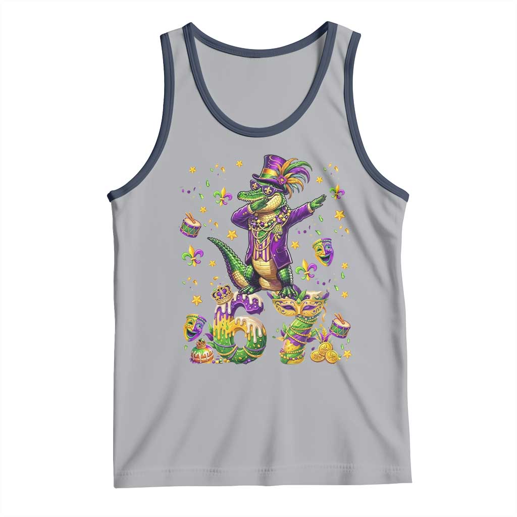 Funny Mardigator Alligator Six Seven Meme Tank Top Mardi Gras Gifts TS12 Athletic Heather Navy Print Your Wear
