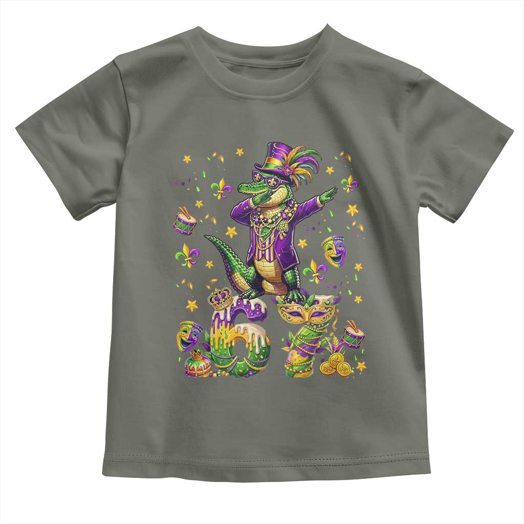 Funny Mardigator Alligator Six Seven Meme Toddler T Shirt Mardi Gras Gifts TS12 Military Green Print Your Wear