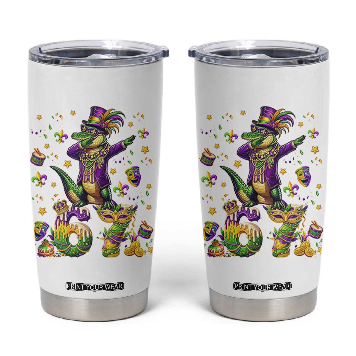 Funny Mardigator Alligator Six Seven Meme Tumbler Cup Mardi Gras Gifts TS12 White Print Your Wear