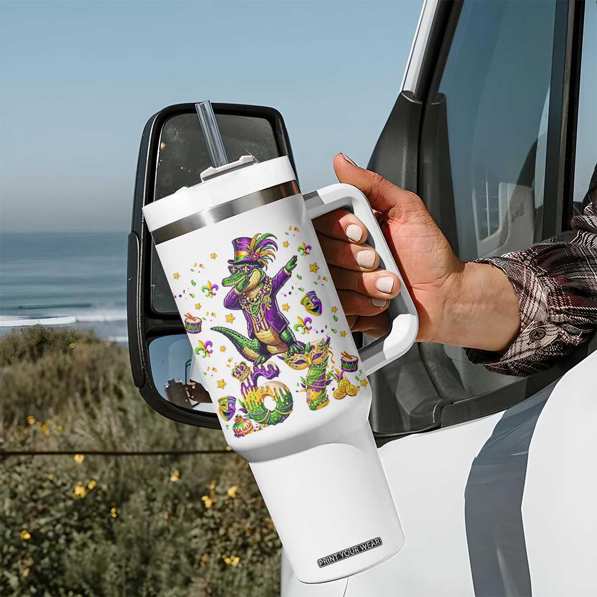 Funny Mardigator Alligator Six Seven Meme Tumbler With Handle Mardi Gras Gifts TS12 Print Your Wear