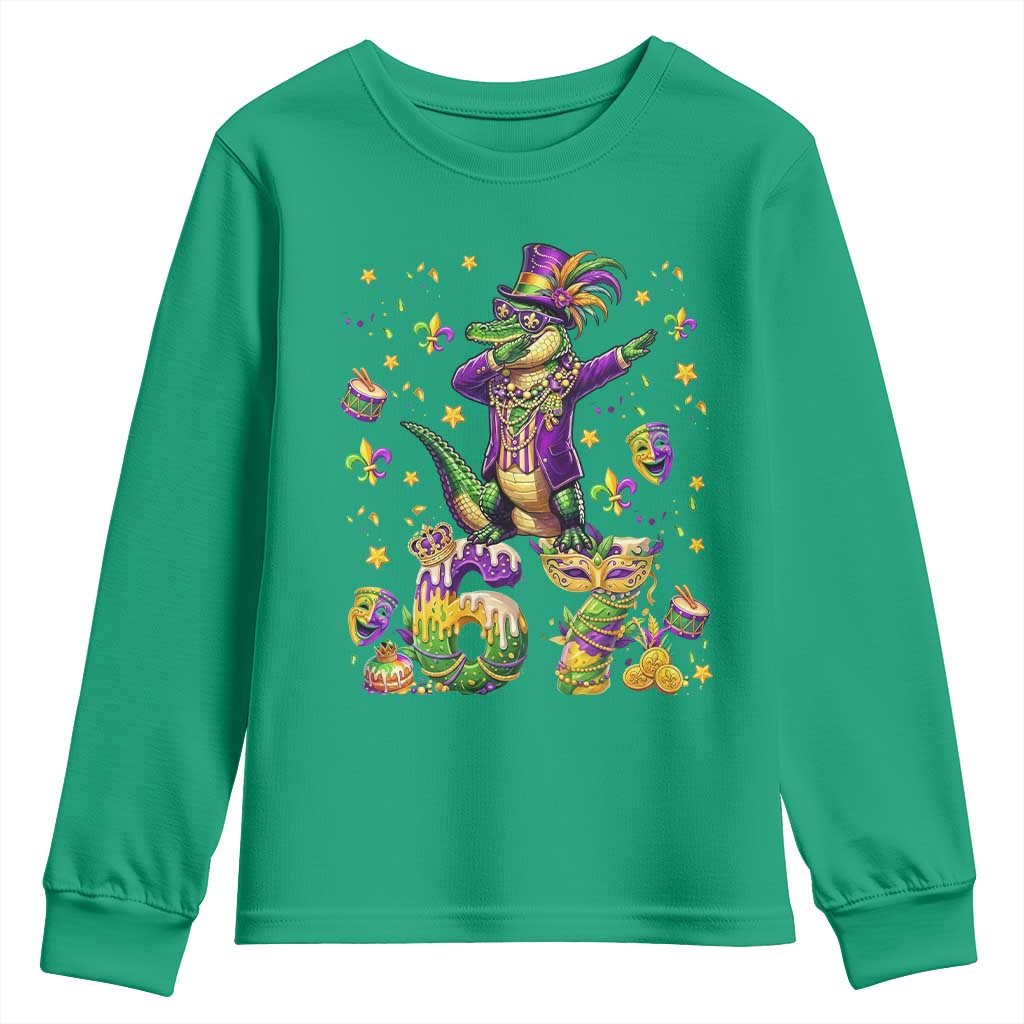 Funny Mardigator Alligator Six Seven Meme Youth Sweatshirt Mardi Gras Gifts TS12 Irish Green Print Your Wear