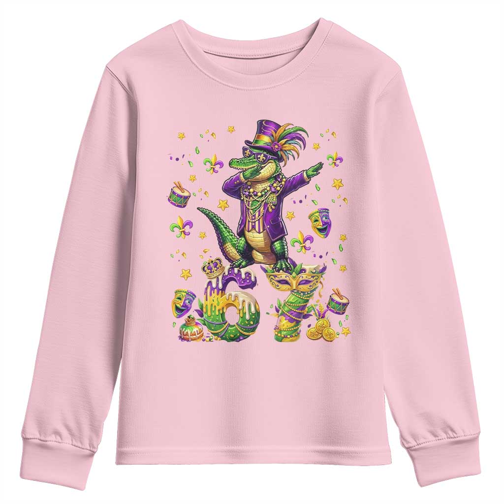 Funny Mardigator Alligator Six Seven Meme Youth Sweatshirt Mardi Gras Gifts TS12 Light Pink Print Your Wear