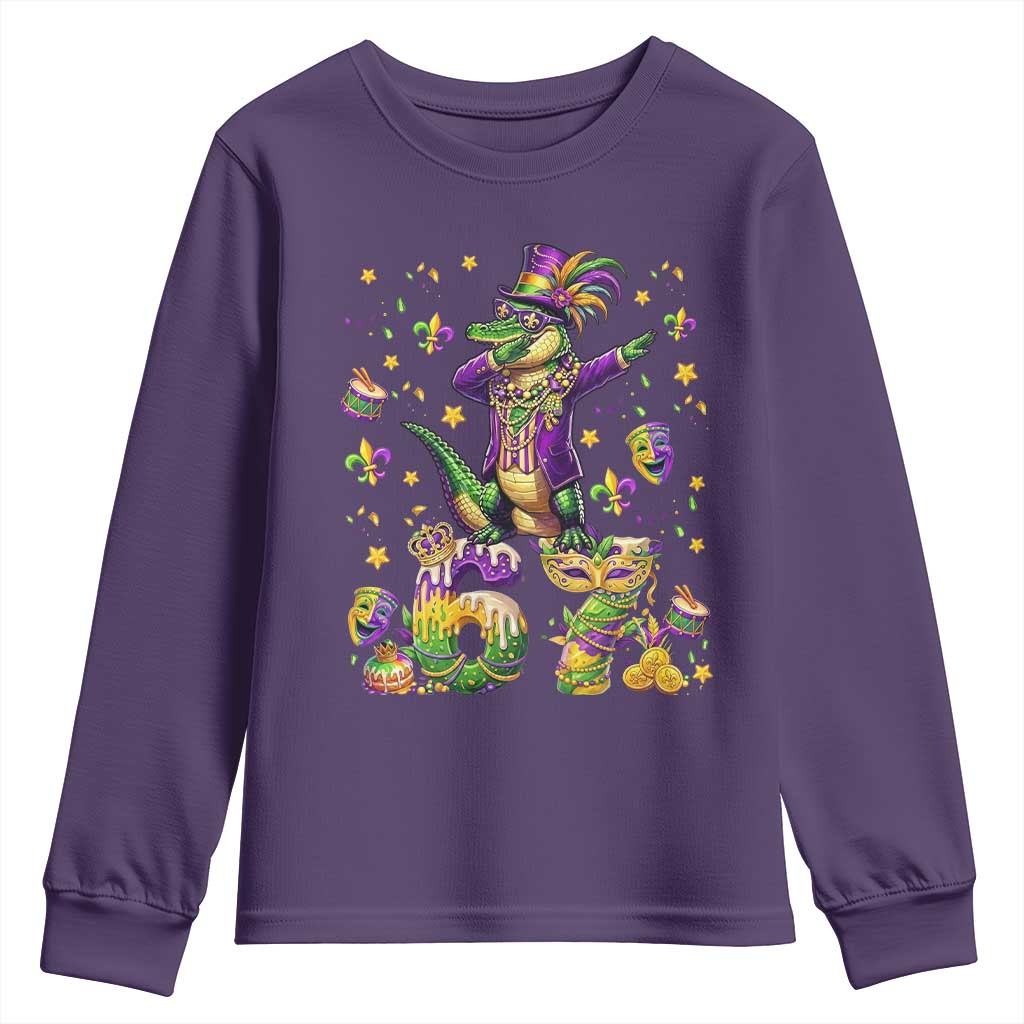 Funny Mardigator Alligator Six Seven Meme Youth Sweatshirt Mardi Gras Gifts TS12 Purple Print Your Wear