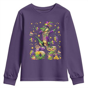 Funny Mardigator Alligator Six Seven Meme Youth Sweatshirt Mardi Gras Gifts TS12 Purple Print Your Wear