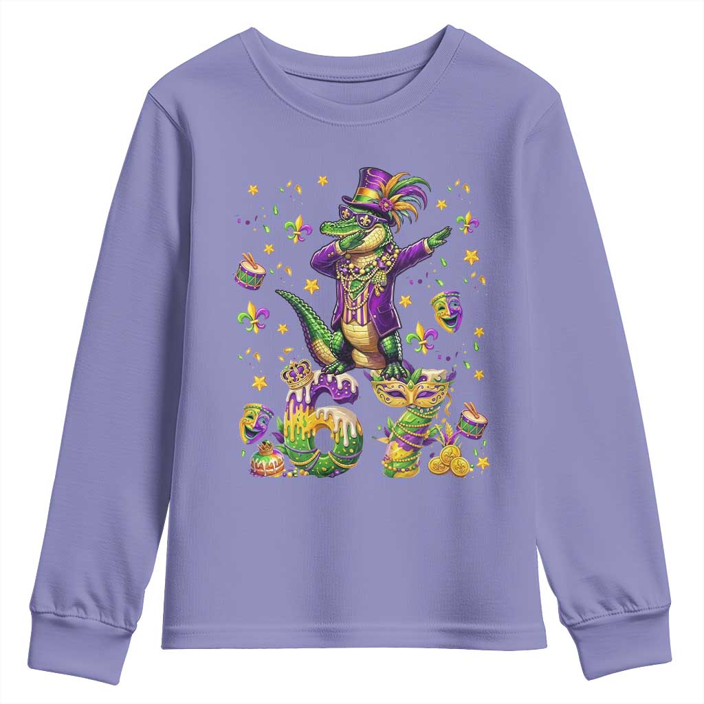 Funny Mardigator Alligator Six Seven Meme Youth Sweatshirt Mardi Gras Gifts TS12 Violet Print Your Wear
