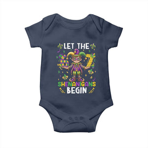 Let The 67 Shenanigans Begin Baby Onesie Six Seven Meme Mardi Gras TS12 Navy Print Your Wear