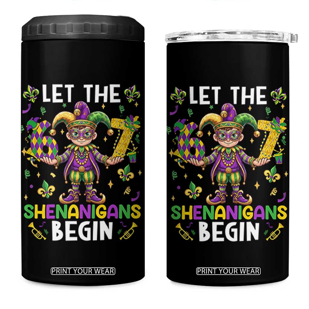 Let The 67 Shenanigans Begin 4 in 1 Can Cooler Tumbler Six Seven Meme Mardi Gras TS12 One Size: 16 oz Black Print Your Wear