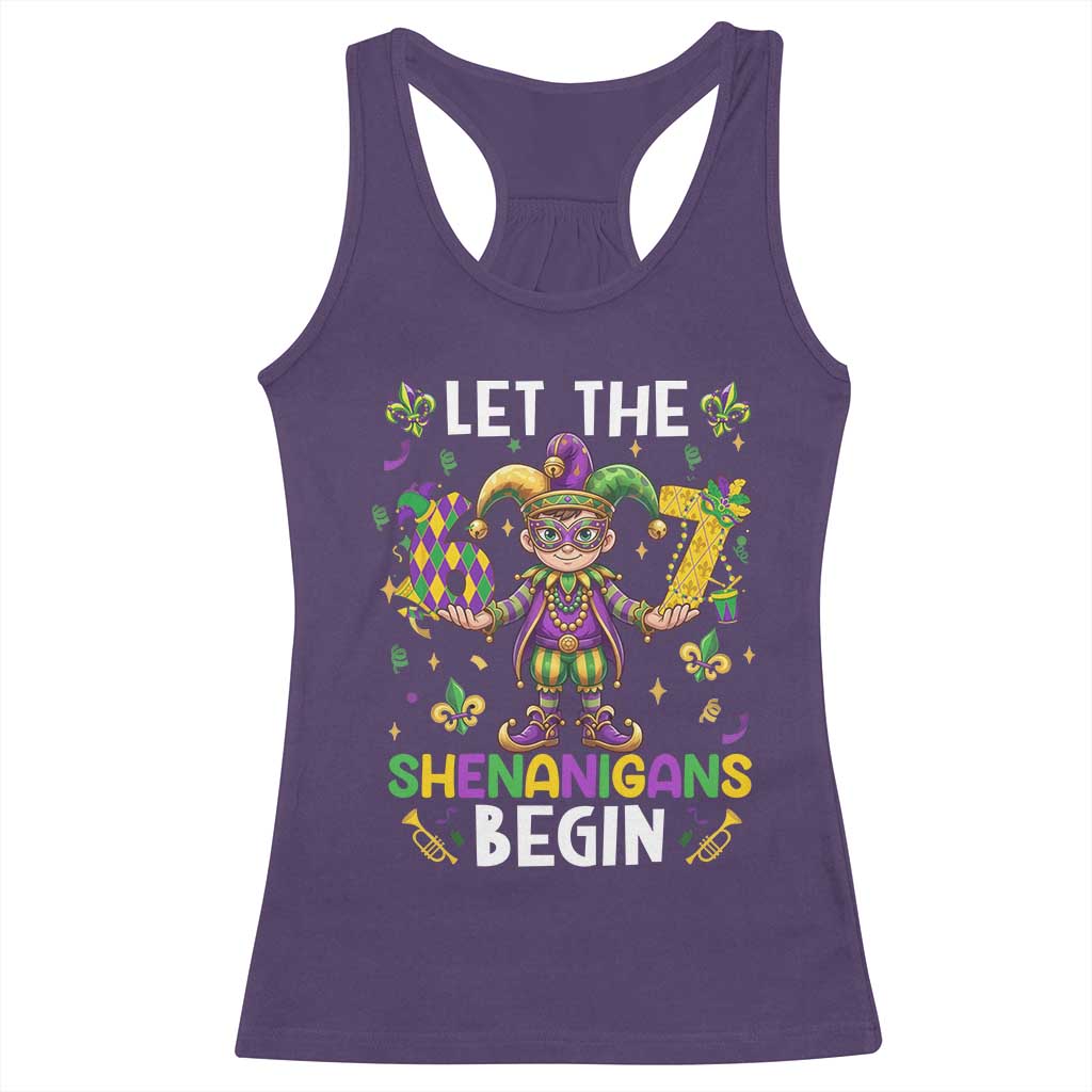 Let The 67 Shenanigans Begin Racerback Tank Top Six Seven Meme Mardi Gras TS12 Purple Print Your Wear
