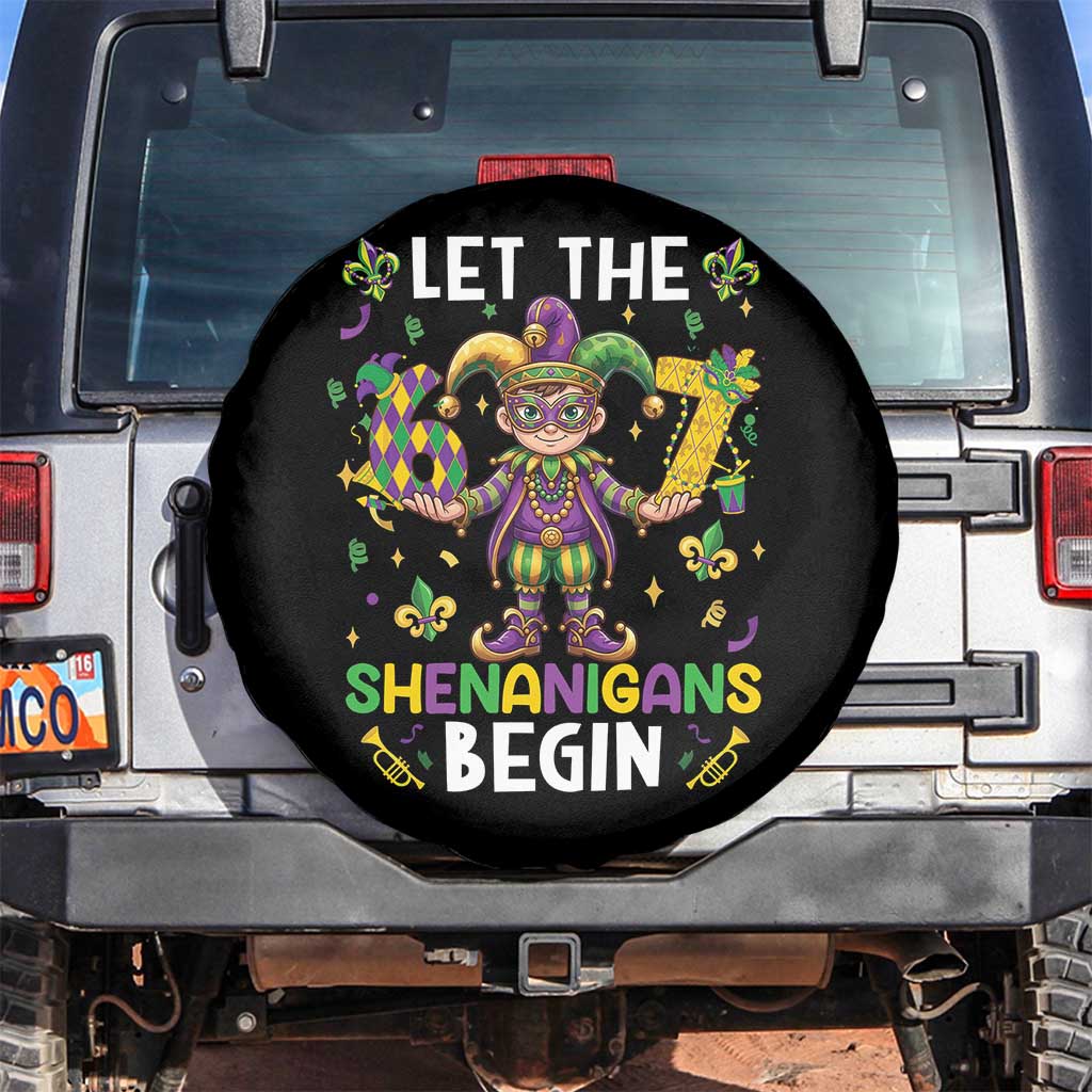 Let The 67 Shenanigans Begin Spare Tire Cover Six Seven Meme Mardi Gras TS12 No hole Black Print Your Wear