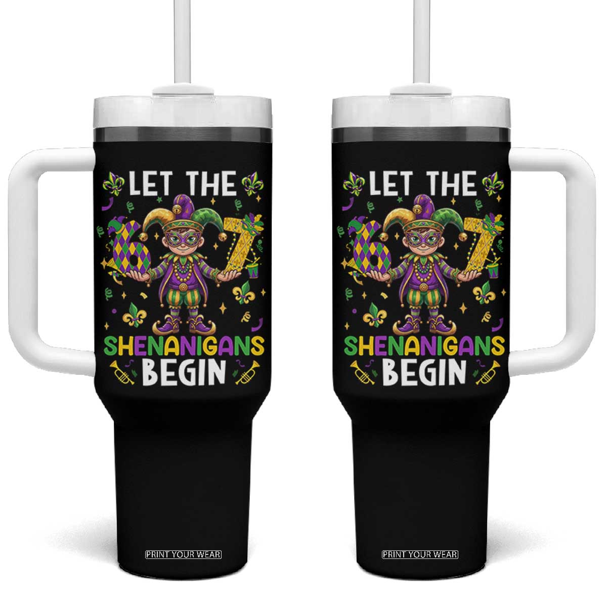 Let The 67 Shenanigans Begin Tumbler With Handle Six Seven Meme Mardi Gras TS12 One Size: 40 oz Black Print Your Wear