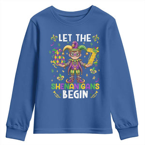 Let The 67 Shenanigans Begin Youth Sweatshirt Six Seven Meme Mardi Gras TS12 Royal Blue Print Your Wear