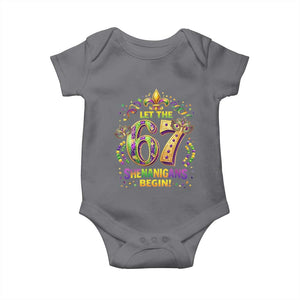 Mardi Gras Six Seven Baby Onesie Let The 67 Shenanigans Begin TS12 Charcoal Print Your Wear