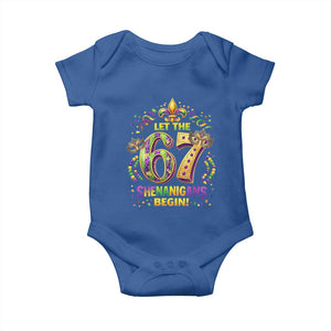 Mardi Gras Six Seven Baby Onesie Let The 67 Shenanigans Begin TS12 Royal Blue Print Your Wear
