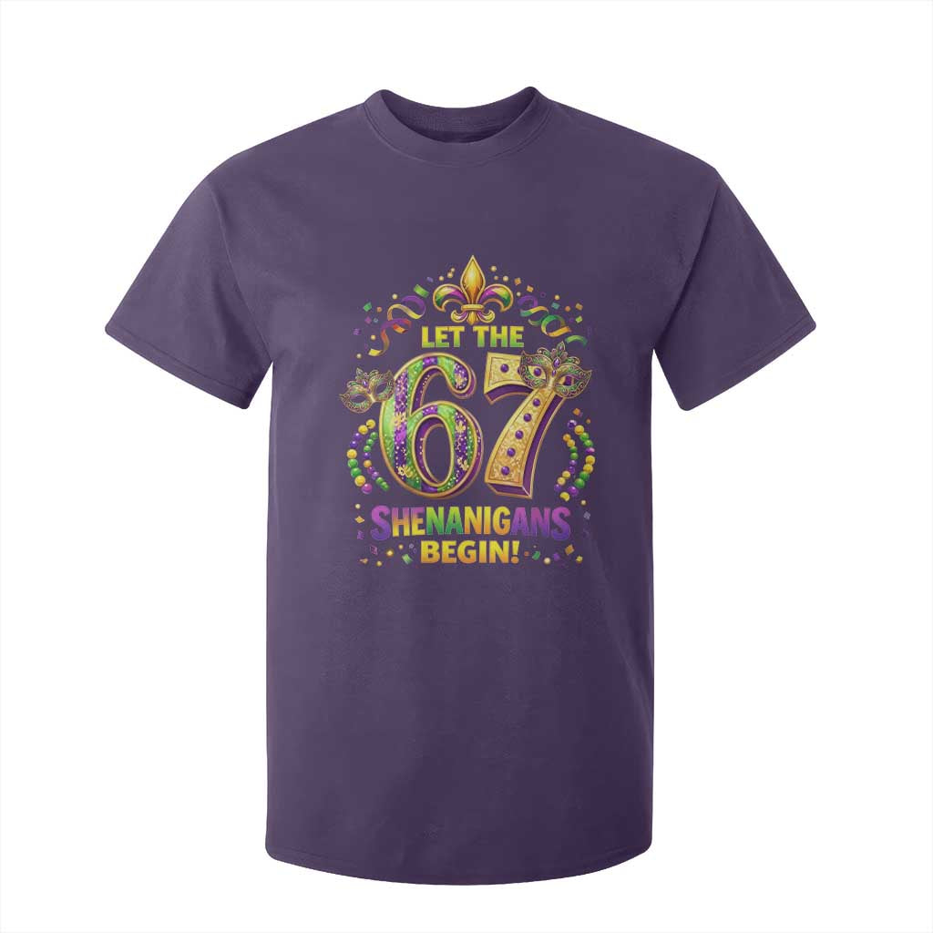 Mardi Gras Six Seven T Shirt For Kid Let The 67 Shenanigans Begin TS12 Purple Print Your Wear