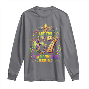 Mardi Gras Six Seven Long Sleeve Shirt Let The 67 Shenanigans Begin TS12 Charcoal Print Your Wear