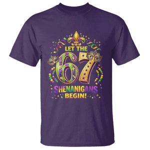 Mardi Gras Six Seven T Shirt Let The 67 Shenanigans Begin TS12 Purple Print Your Wear