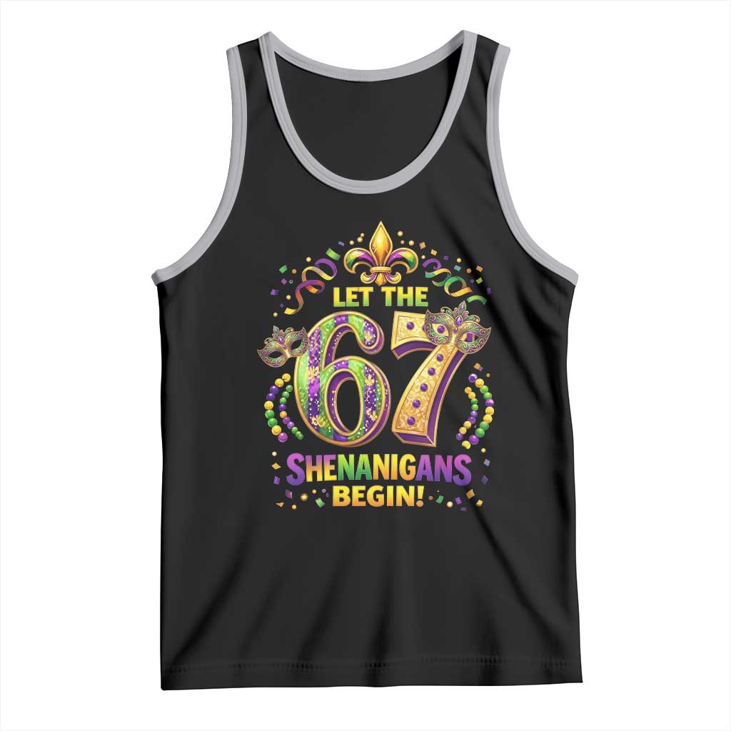 Mardi Gras Six Seven Tank Top Let The 67 Shenanigans Begin TS12 Black Athletic Heather Print Your Wear