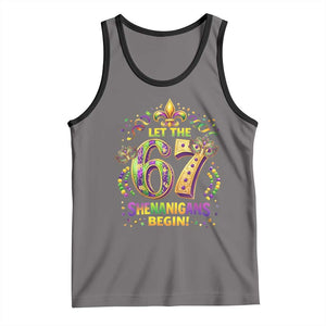 Mardi Gras Six Seven Tank Top Let The 67 Shenanigans Begin TS12 Deep Heather Black Print Your Wear