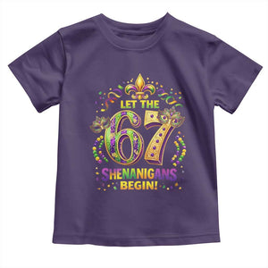 Mardi Gras Six Seven Toddler T Shirt Let The 67 Shenanigans Begin TS12 Purple Print Your Wear