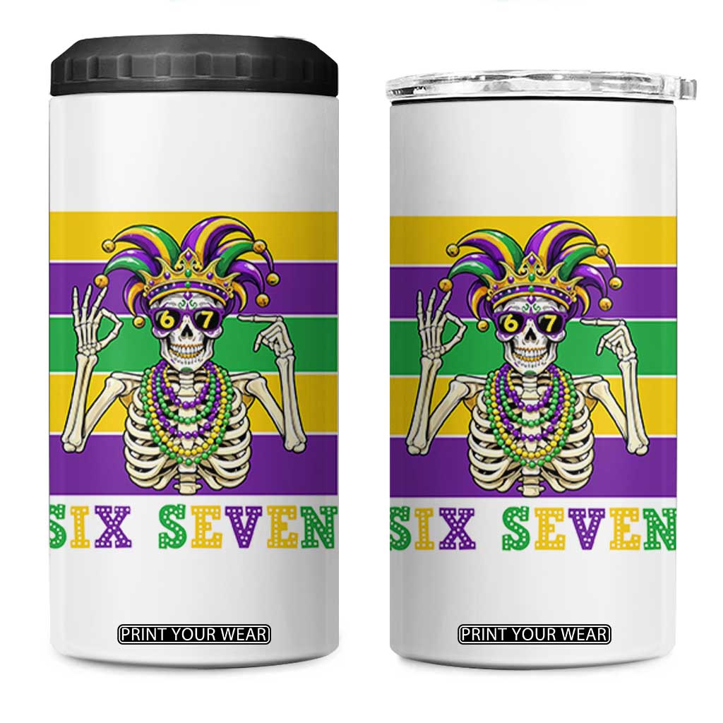 Funny Mardi Gras Skeleton 4 in 1 Can Cooler Tumbler Six Seven Meme TS12 One Size: 16 oz White Print Your Wear