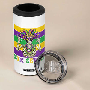 Funny Mardi Gras Skeleton 4 in 1 Can Cooler Tumbler Six Seven Meme TS12 Print Your Wear