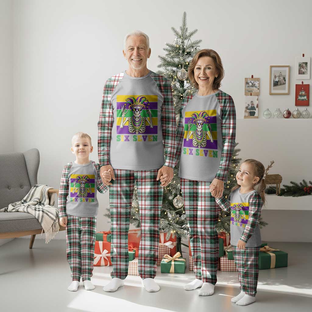 Funny Mardi Gras Skeleton Plaid Pajama Set Six Seven Meme TS12 Christmas Plaid Print Your Wear