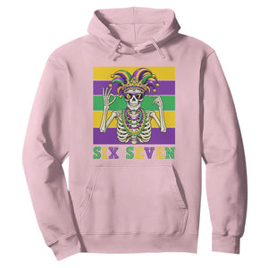 Funny Mardi Gras Skeleton Hoodie Six Seven Meme TS12 Light Pink Print Your Wear