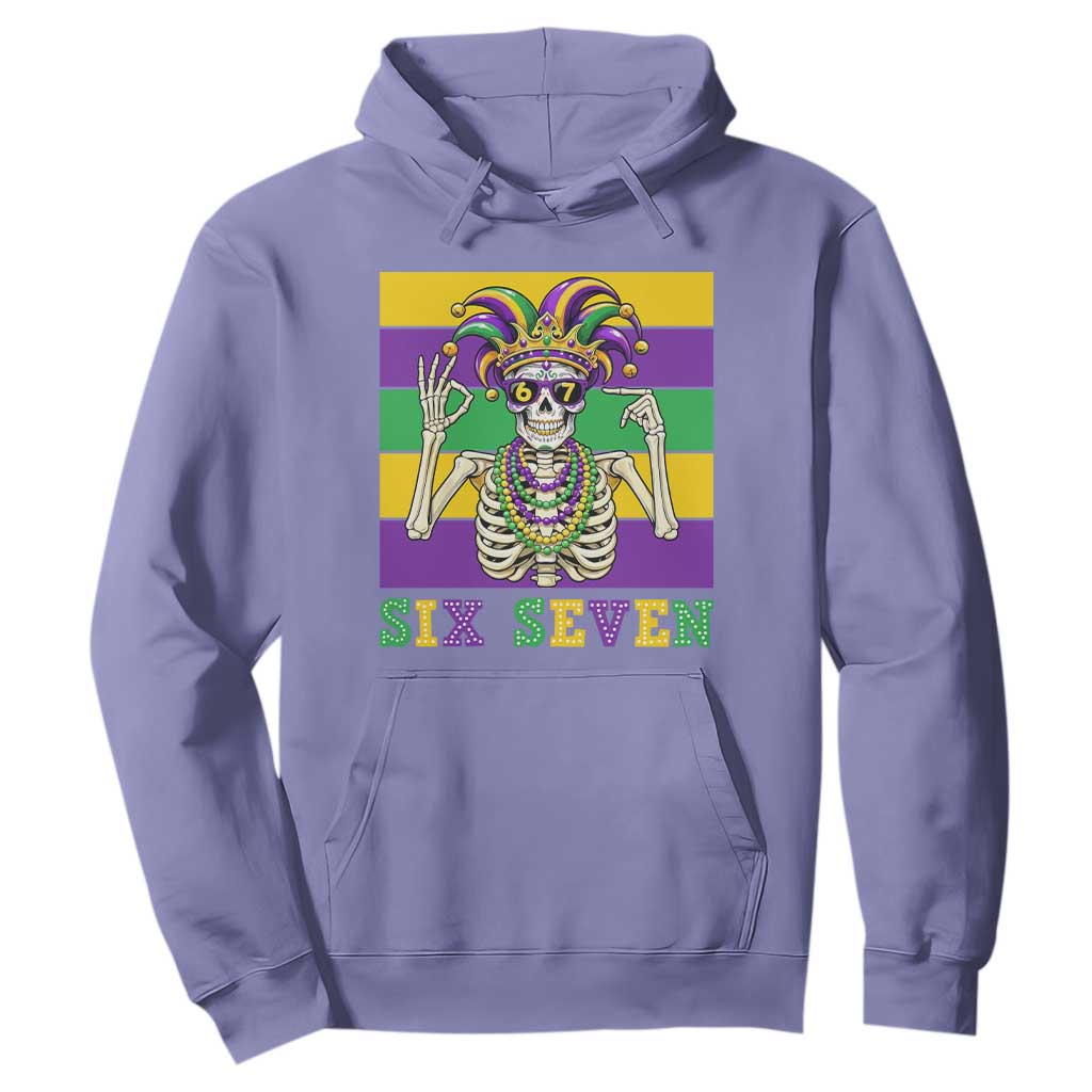 Funny Mardi Gras Skeleton Hoodie Six Seven Meme TS12 Violet Print Your Wear