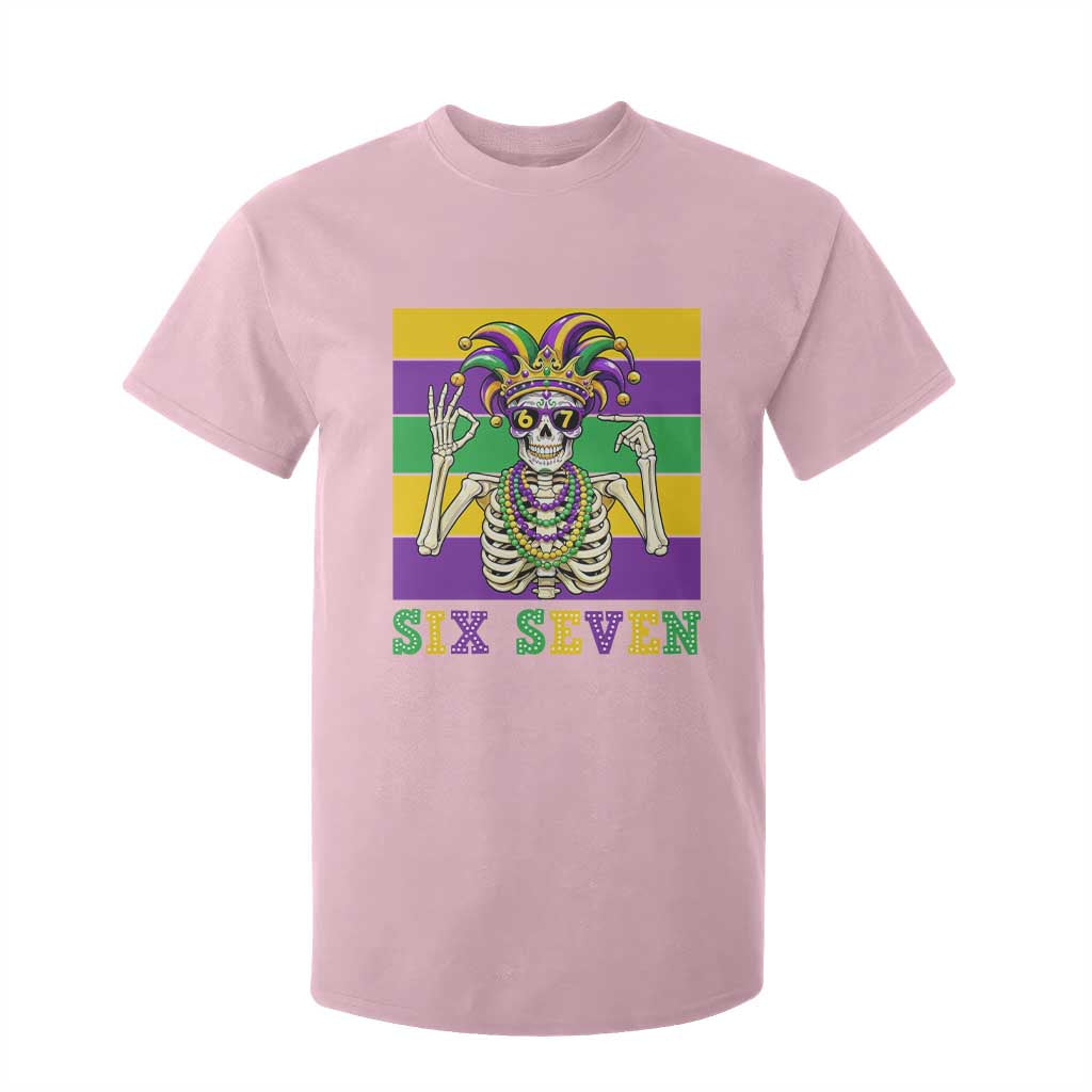 Funny Mardi Gras Skeleton T Shirt For Kid Six Seven Meme TS12 Light Pink Print Your Wear
