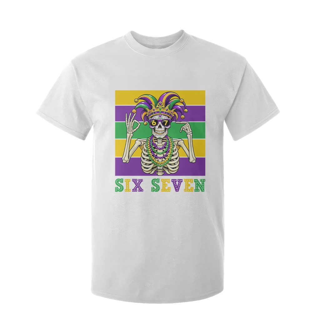 Funny Mardi Gras Skeleton T Shirt For Kid Six Seven Meme TS12 White Print Your Wear