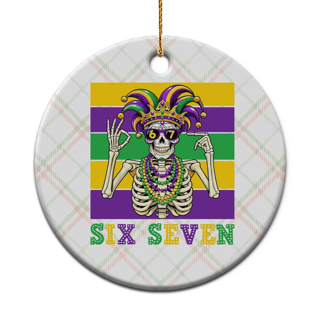 Funny Mardi Gras Skeleton Ceramic Ornament Six Seven Meme TS12 1pc Christmas Plaid Print Your Wear