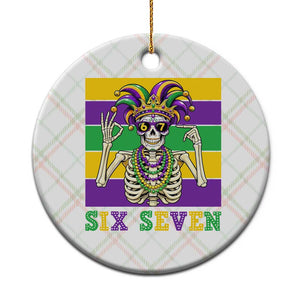 Funny Mardi Gras Skeleton Ceramic Ornament Six Seven Meme TS12 1pc Christmas Plaid Print Your Wear