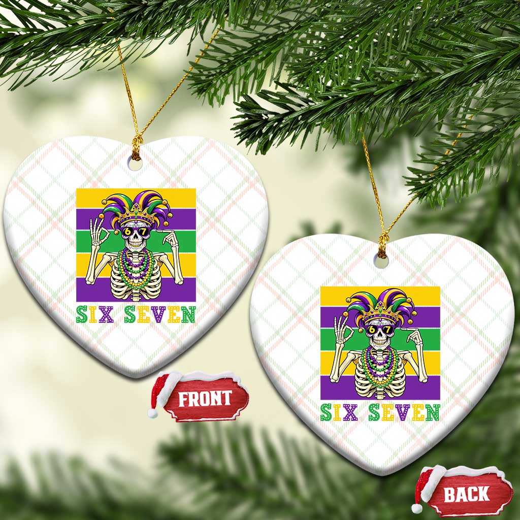 Funny Mardi Gras Skeleton Ceramic Ornament Six Seven Meme TS12 Print Your Wear
