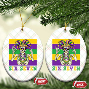 Funny Mardi Gras Skeleton Ceramic Ornament Six Seven Meme TS12 Print Your Wear