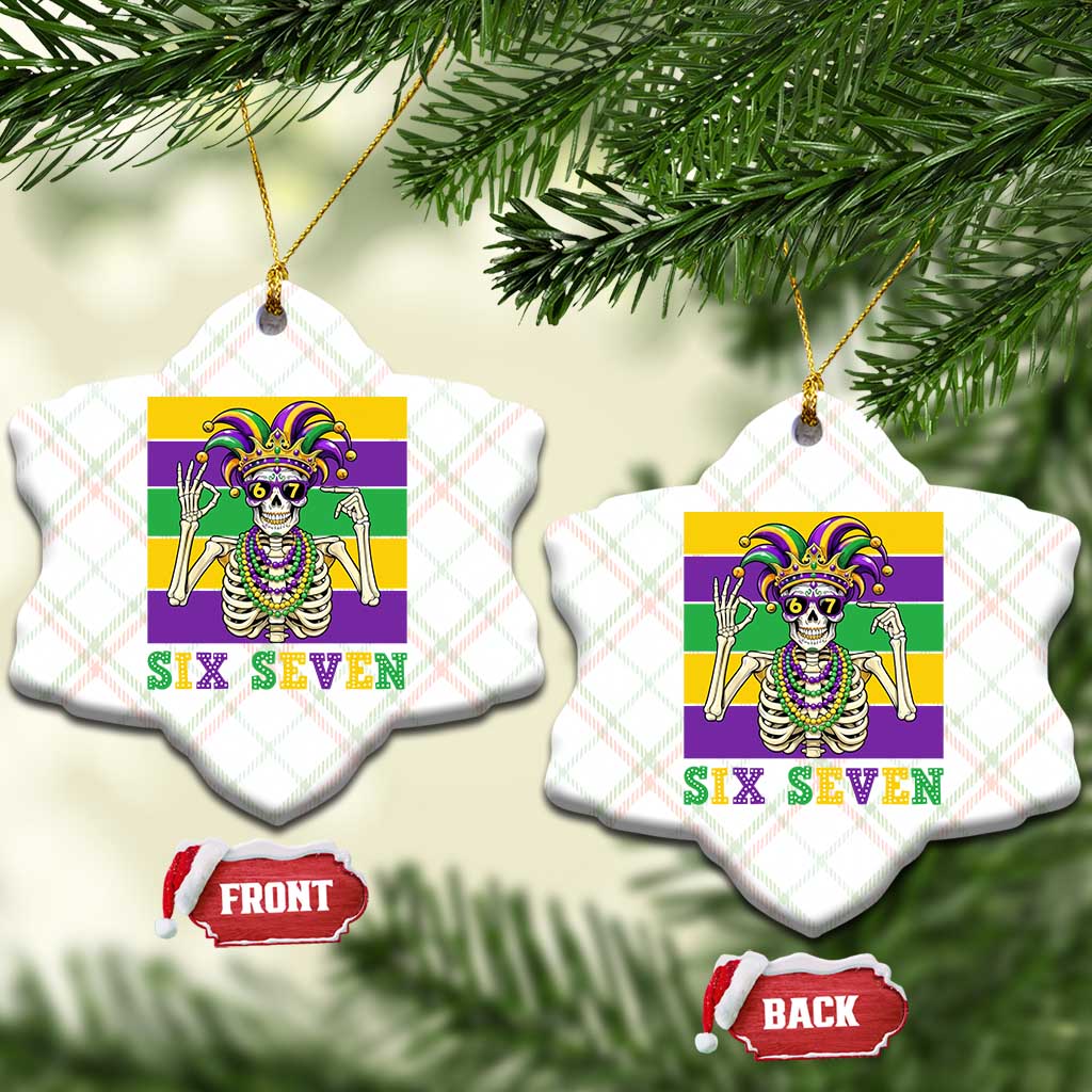 Funny Mardi Gras Skeleton Ceramic Ornament Six Seven Meme TS12 Print Your Wear