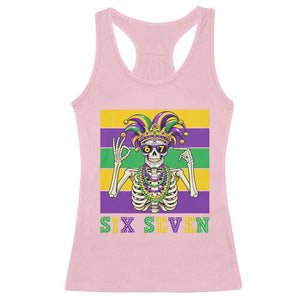 Funny Mardi Gras Skeleton Racerback Tank Top Six Seven Meme TS12 Light Pink Print Your Wear