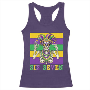 Funny Mardi Gras Skeleton Racerback Tank Top Six Seven Meme TS12 Purple Print Your Wear