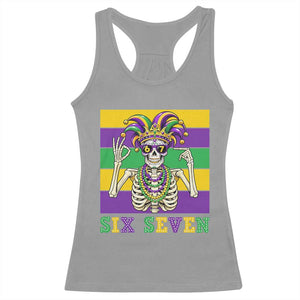 Funny Mardi Gras Skeleton Racerback Tank Top Six Seven Meme TS12 Sport Gray Print Your Wear