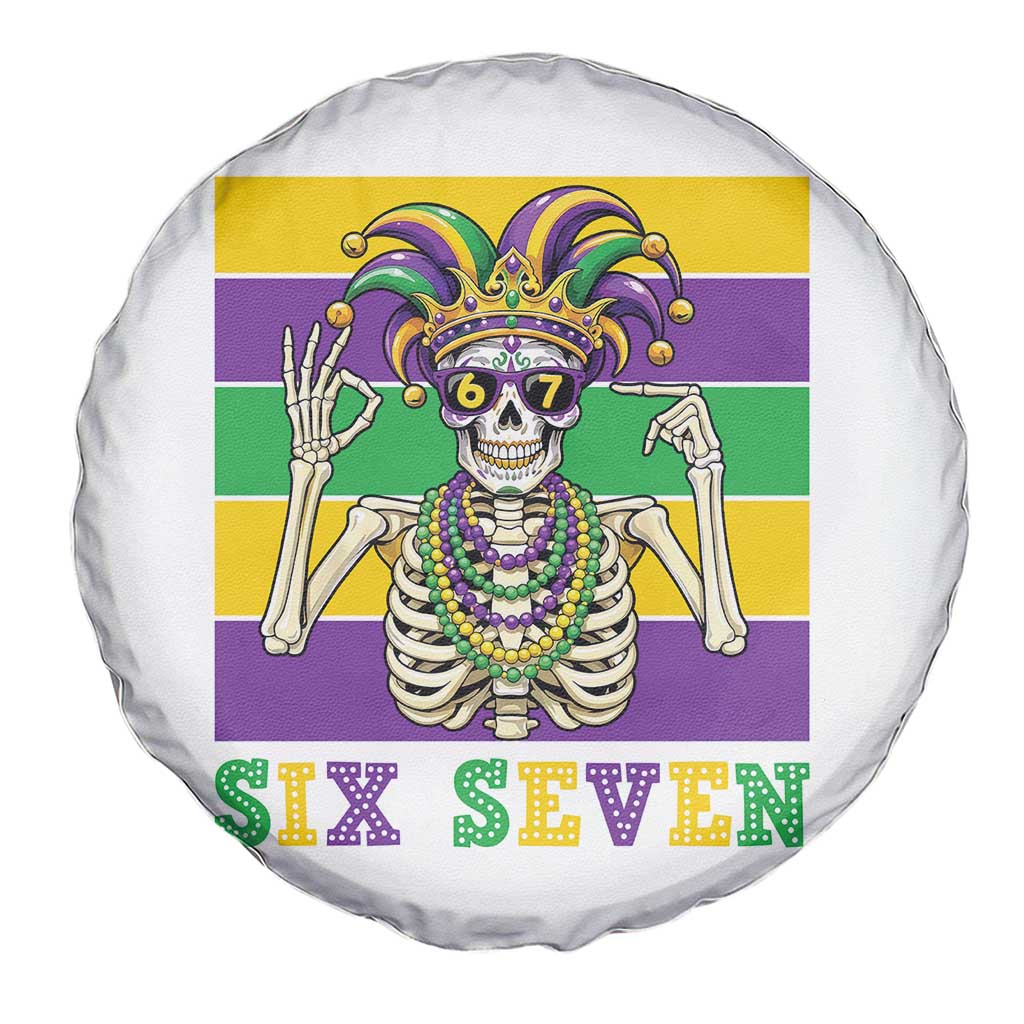Funny Mardi Gras Skeleton Spare Tire Cover Six Seven Meme TS12 Print Your Wear