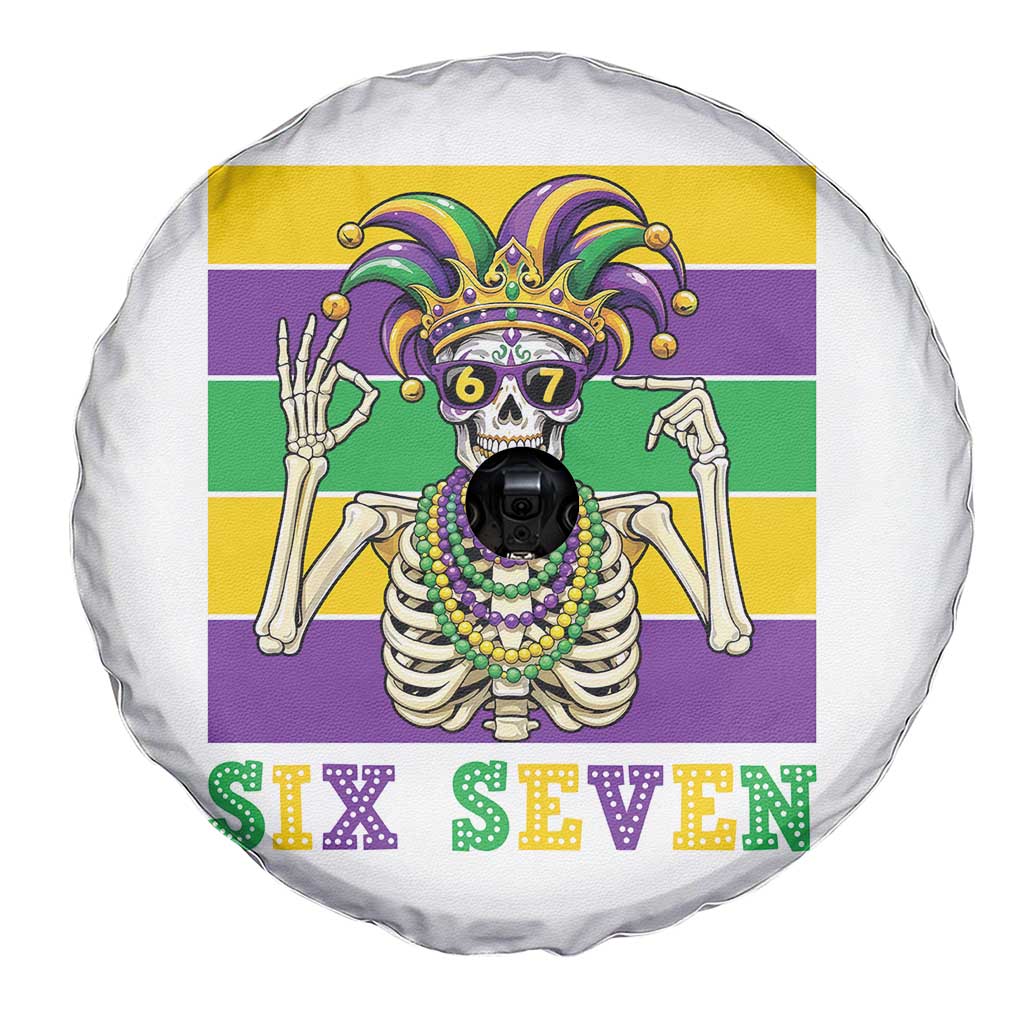 Funny Mardi Gras Skeleton Spare Tire Cover Six Seven Meme TS12 Print Your Wear