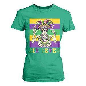 Funny Mardi Gras Skeleton T Shirt For Women Six Seven Meme TS12 Irish Green Print Your Wear