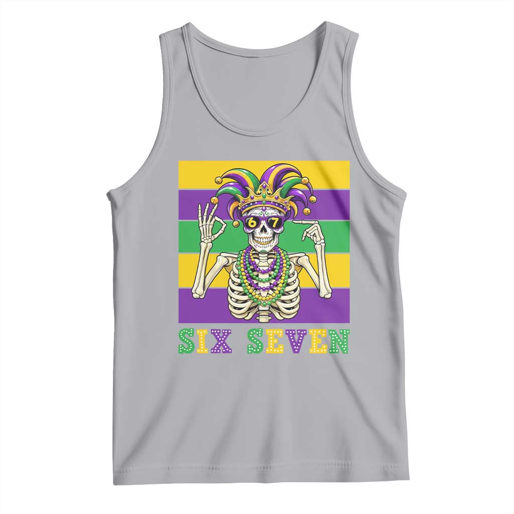 Funny Mardi Gras Skeleton Tank Top Six Seven Meme TS12 Athletic Heather Print Your Wear