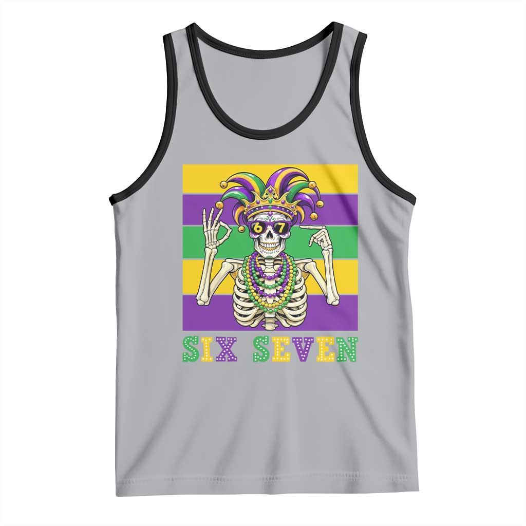 Funny Mardi Gras Skeleton Tank Top Six Seven Meme TS12 Athletic Heather Black Print Your Wear