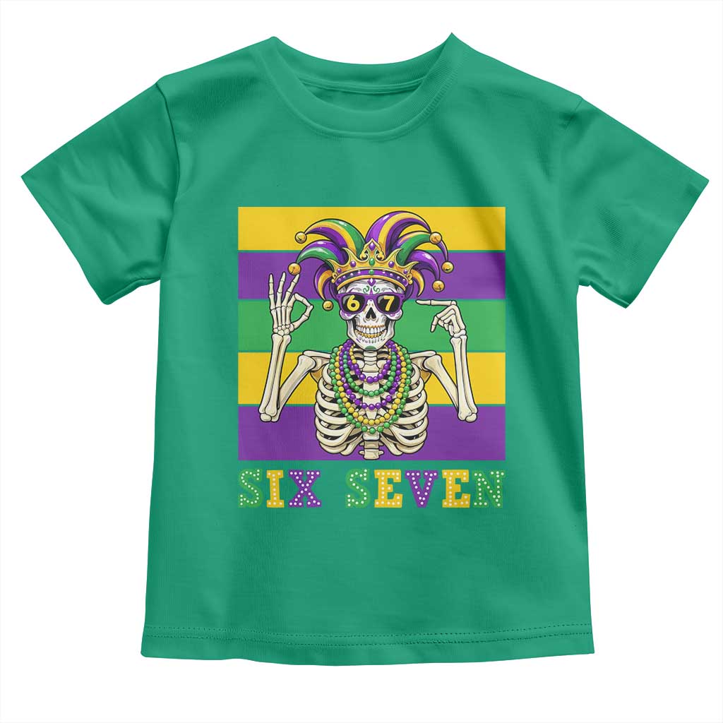 Funny Mardi Gras Skeleton Toddler T Shirt Six Seven Meme TS12 Irish Green Print Your Wear