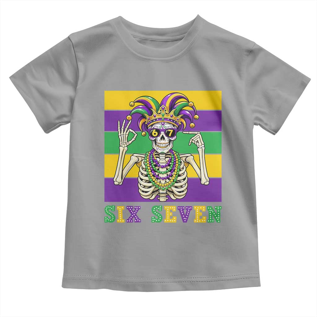 Funny Mardi Gras Skeleton Toddler T Shirt Six Seven Meme TS12 Sport Gray Print Your Wear