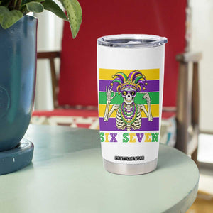 Funny Mardi Gras Skeleton Tumbler Cup Six Seven Meme TS12 Print Your Wear