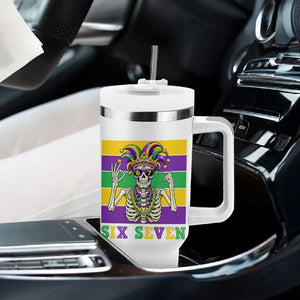 Funny Mardi Gras Skeleton Tumbler With Handle Six Seven Meme TS12 Print Your Wear