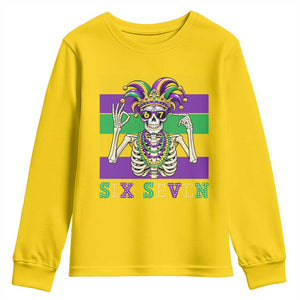 Funny Mardi Gras Skeleton Youth Sweatshirt Six Seven Meme TS12 Daisy Print Your Wear