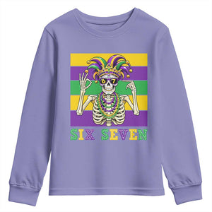 Funny Mardi Gras Skeleton Youth Sweatshirt Six Seven Meme TS12 Violet Print Your Wear